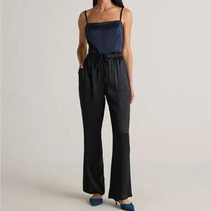 Quince Black Wide Leg Silk Pants.